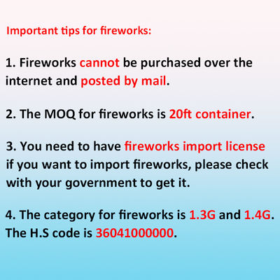 Chinese Factory 6'' Professional Display Fireworks Shell Pyrotechnics Supplies 1.3g Un0335 Pyrotechnics
