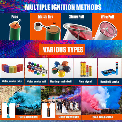 Chinese Factory Wholesale Colorful Smoke Daytime Fireworks 30s Seconds Wire Pull Smoke Flare Color Bomb for Wedding Smoke Flares